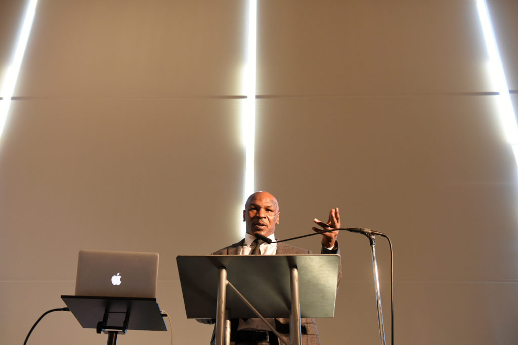 Former heavyweight boxing champion Mike Tyson speaks during the 2nd Annual Prisoner Reentry Conference at St. Peter's University in Jersey City on Thursday, April 2, 2015. Reena Rose Sibayan | The Jersey Journal