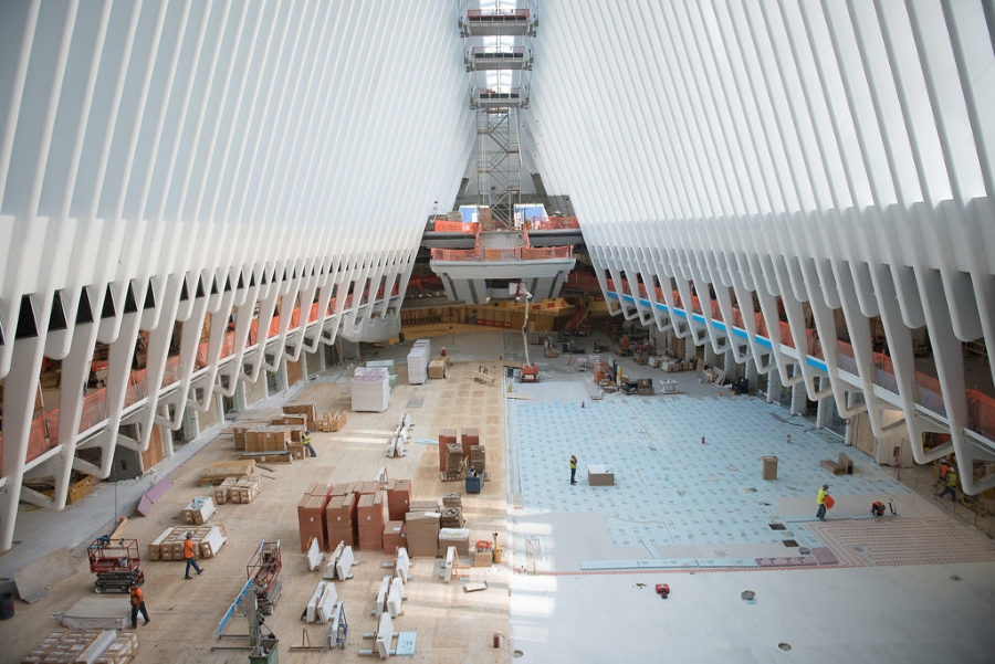 Inside the oculus or main concourse of the World Trade Center Transportation Hub in New York City which is still under construction, Wednesday, Sept. 23, 2015. Reena Rose Sibayan | The Jersey Journal