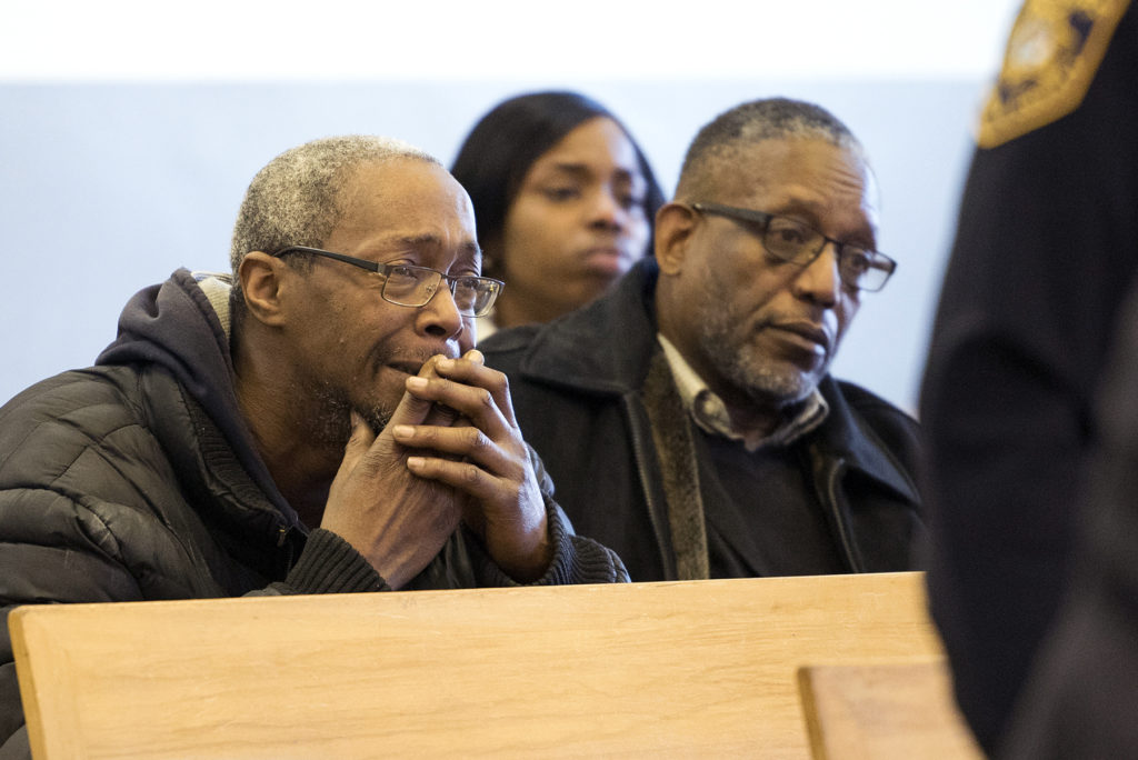 DaQuan Keaton's father cries in court after speaking at his son's sentencing on Tuesday, Jan. 5, 2016. DaQuan was found guilty of murder in the fatal shooting of Georgia man, Lamar Glover, on Aug. 25, 2012, on the corner of Randolph Avenue and Harmon Street. Reena Rose Sibayan | The Jersey Journal