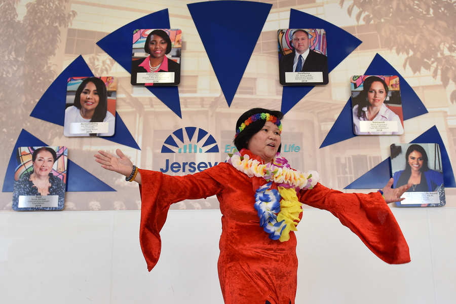 Connie Meglioranza of 6 West performs in Jersey City Medical Center-Barnabas Health's annual Happy Hearts Dance Competition, where departments compete against each other to raise money and awareness for the American Heart Association (AHA) on Thursday, Feb. 18, 2016. Reena Rose Sibayan | The Jersey Journal