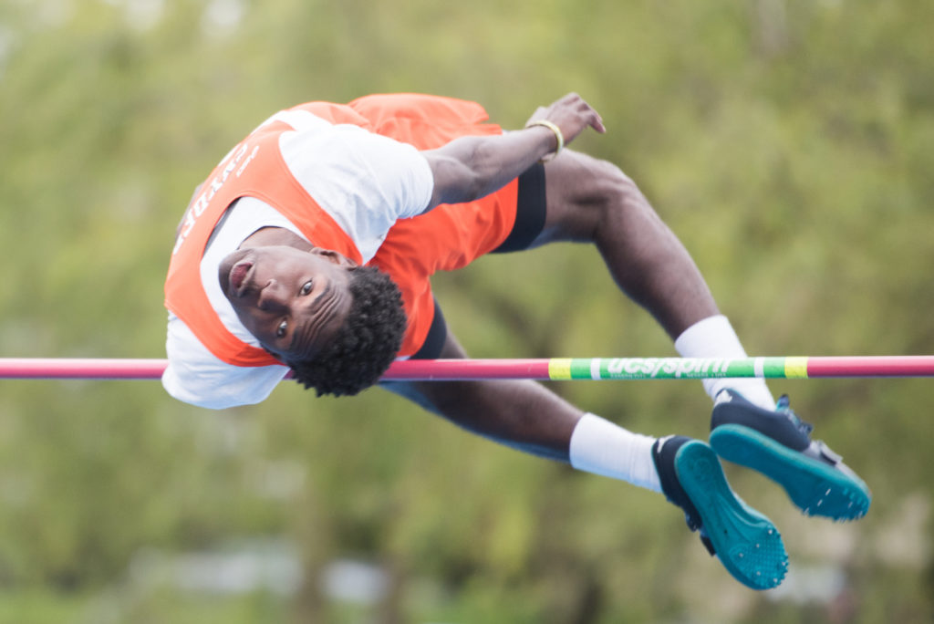 Snyder's Jeremiah Boger competes in the high jump during the 2016 Jersey City Outdoor Track & Field Championship at Stephen R. Gregg Park in Bayonne on Tuesday, May 3, 2016. Reena Rose Sibayan | The Jersey Journal