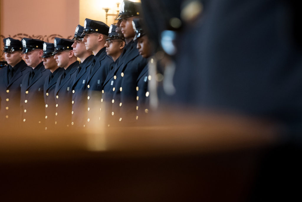 Jersey City swears in 29 new police officers during a ceremony at City Hall on Friday, May 20, 2016. Reena Rose Sibayan | The Jersey Journal