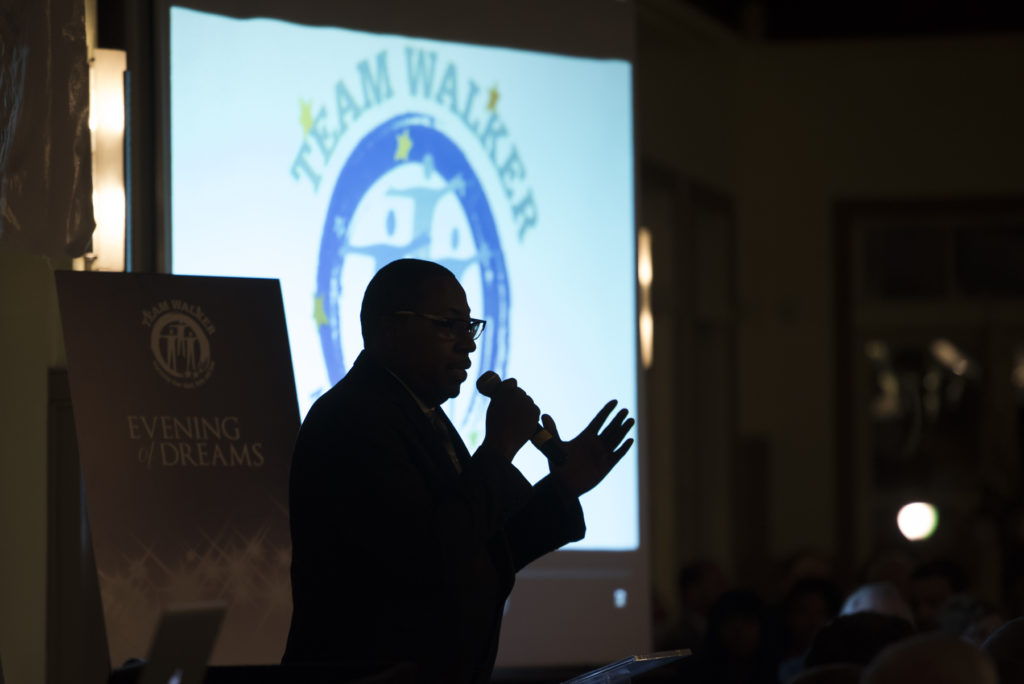 Jerry Walker, founder and CEO, speaks at Team Walker's annual fundraising gala "Evening of Dreams," at Liberty House Restaurant in Jersey City on Thursday, Oct. 7, 2016. The organization is marking its 20th year of helping the inner-city youth of Jersey City by providing them with a safe haven for after school and summer programs, tutoring sessions, and opportunities for community outreach. Reena Rose Sibayan | The Jersey Journal