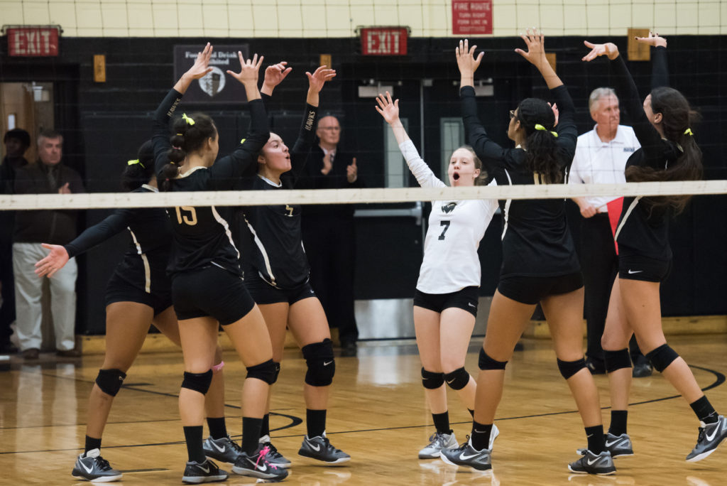 Hudson Catholic girls volleyball defeats Union Catholic, 20-25, 25-17, 25-18, in the NJSIAA Non-Public championship in Jersey City on Thursday, Nov. 10, 2016. Reena Rose Sibayan | The Jersey Journal